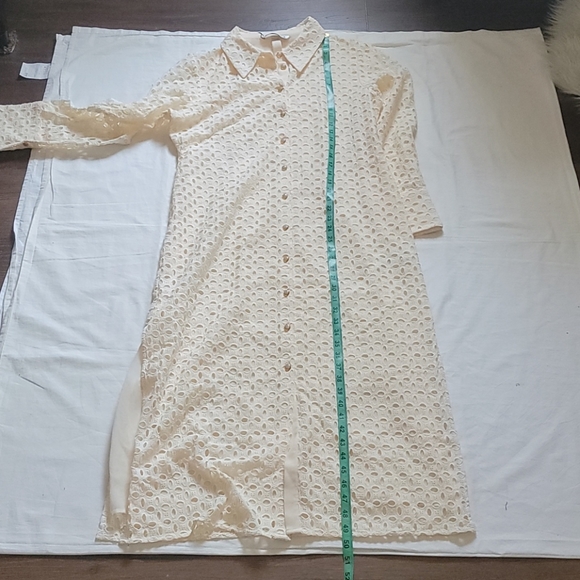 Zara Shirt Dress Maxi L/XL Cream/Off White - Picture 8 of 10